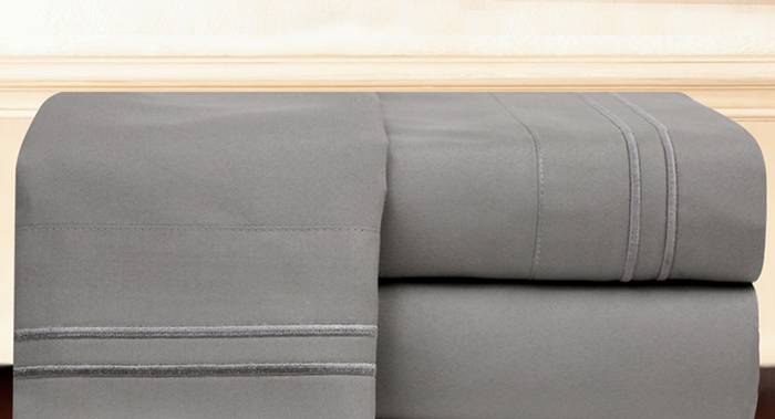 HOTEL EMBROIDERED SHEET SET GRAY